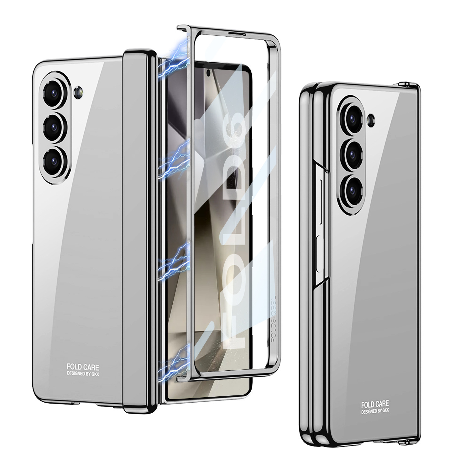 Compatible with Samsung Z Fold6 phone case, magnetic hinge, electroplated transparent phantom 5/4 case, full-coverage protective case.