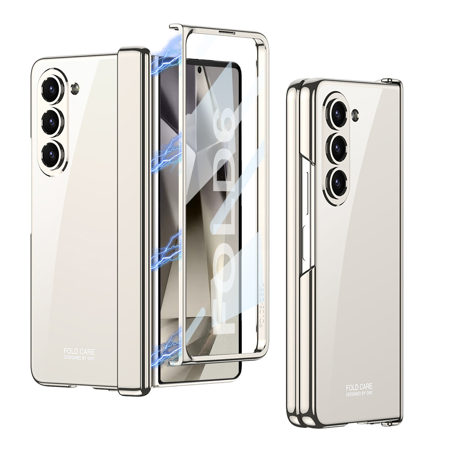 Compatible with Samsung Z Fold6 phone case, magnetic hinge, electroplated transparent phantom 5/4 case, full-coverage protective case.