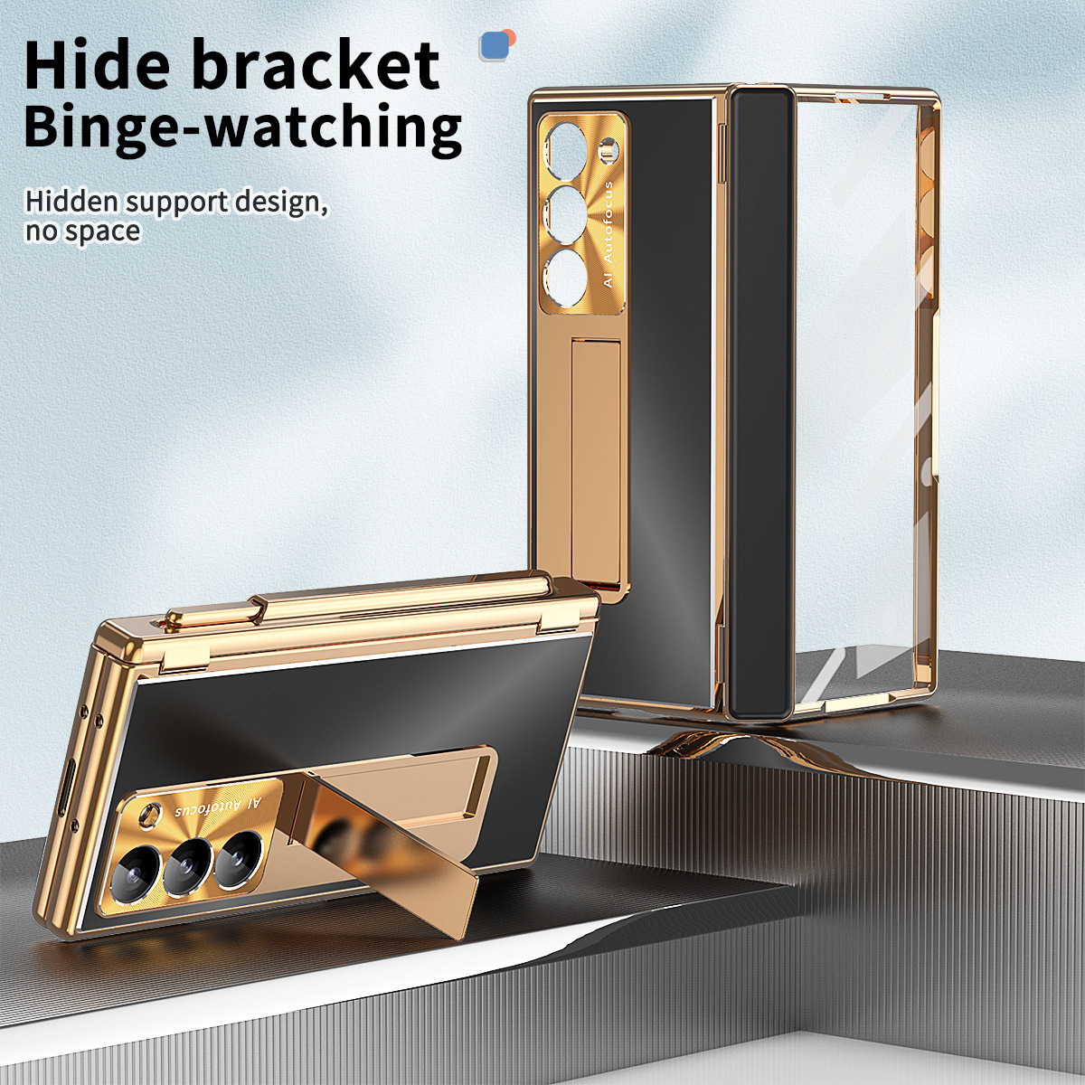 Compatible with Samsung Z Fold8/7/6 phone cases, aluminum alloy dual-hinge pen slot S Pen pen folding screen protective case