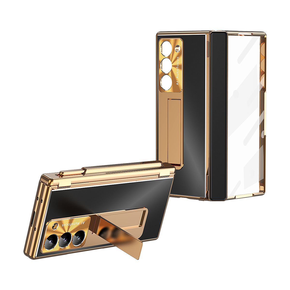 Compatible with Samsung Z Fold8/7/6 phone cases, aluminum alloy dual-hinge pen slot S Pen pen folding screen protective case