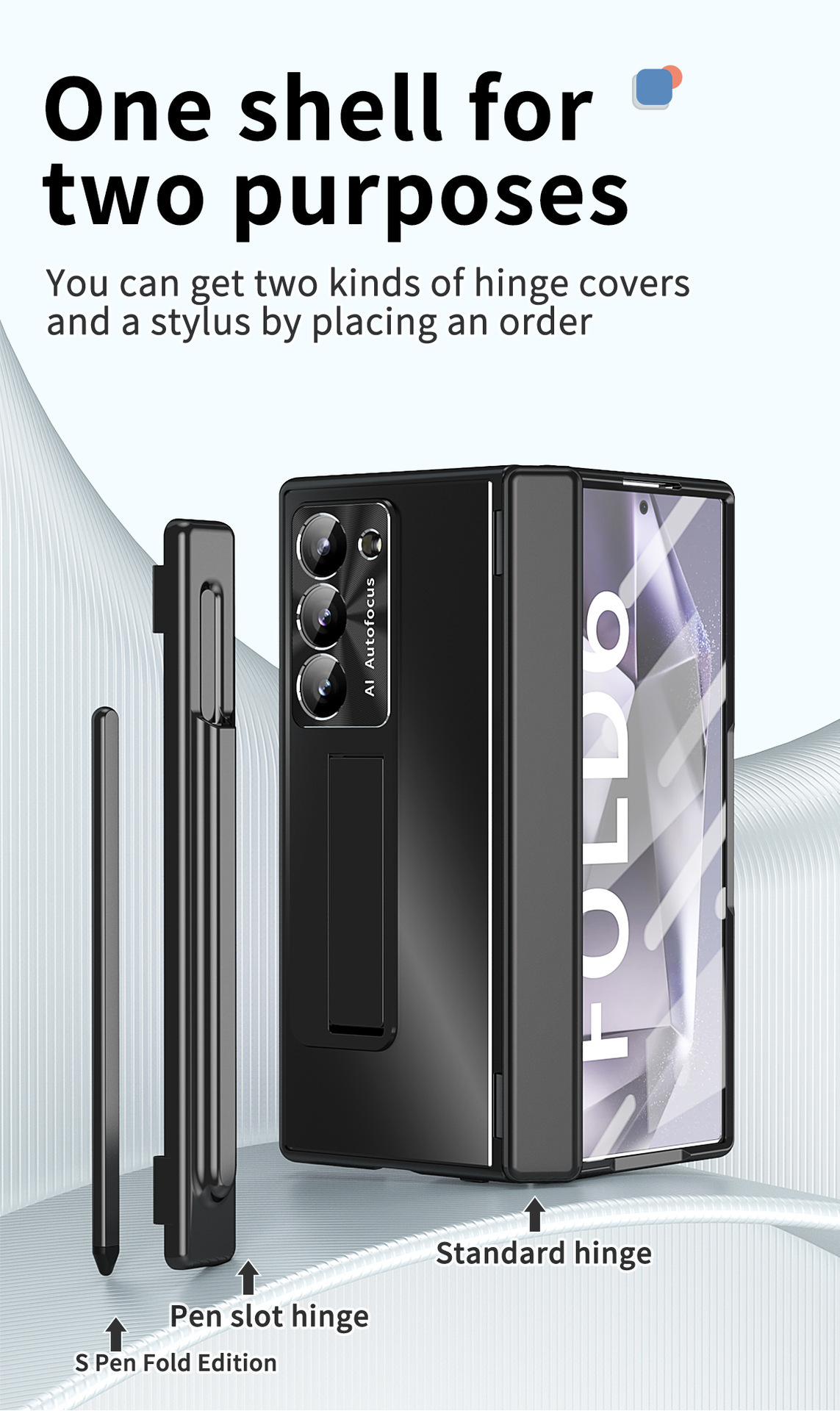 Compatible with Samsung Z Fold8/7/6 phone cases, aluminum alloy dual-hinge pen slot S Pen pen folding screen protective case