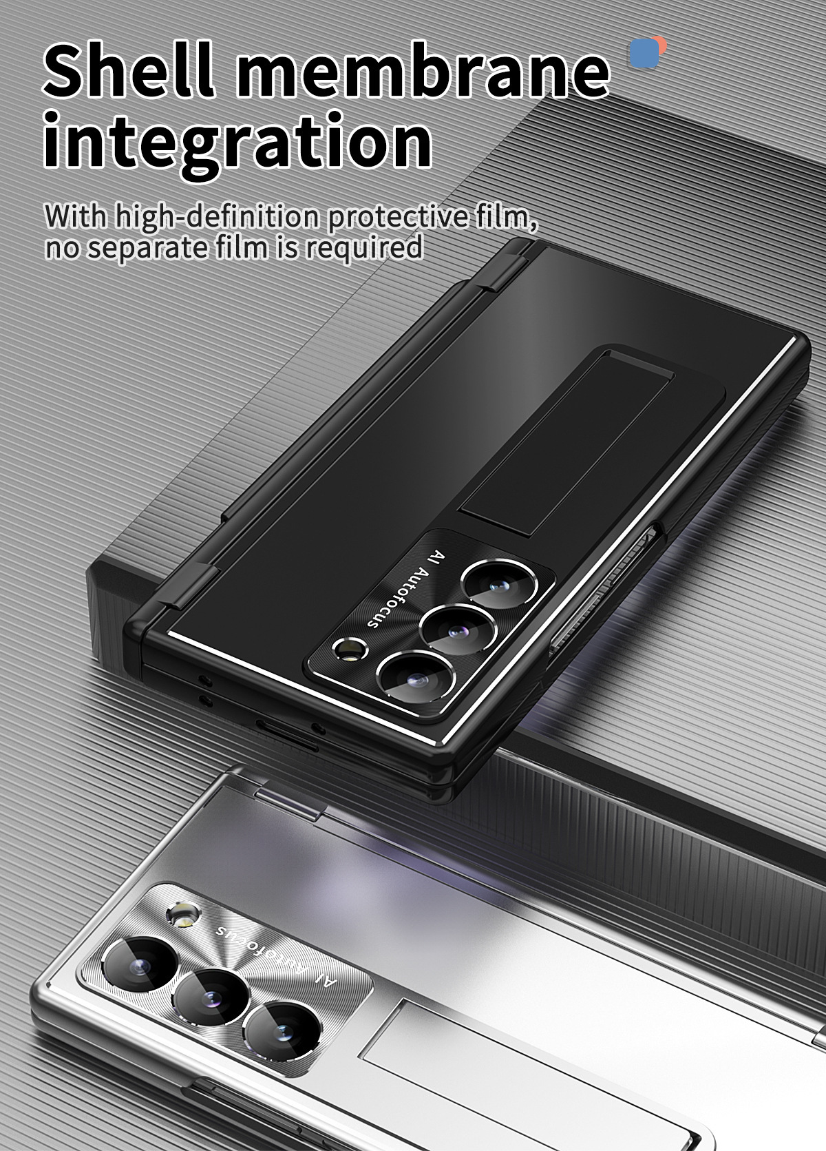 Compatible with Samsung Z Fold8/7/6 phone cases, aluminum alloy dual-hinge pen slot S Pen pen folding screen protective case