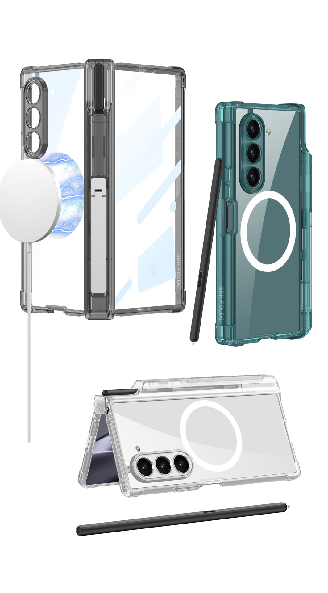 Compatible with Samsung Z Fold8U phone case, 7/6/5 hinge stand, pen case, wireless inflatable case, protective film.