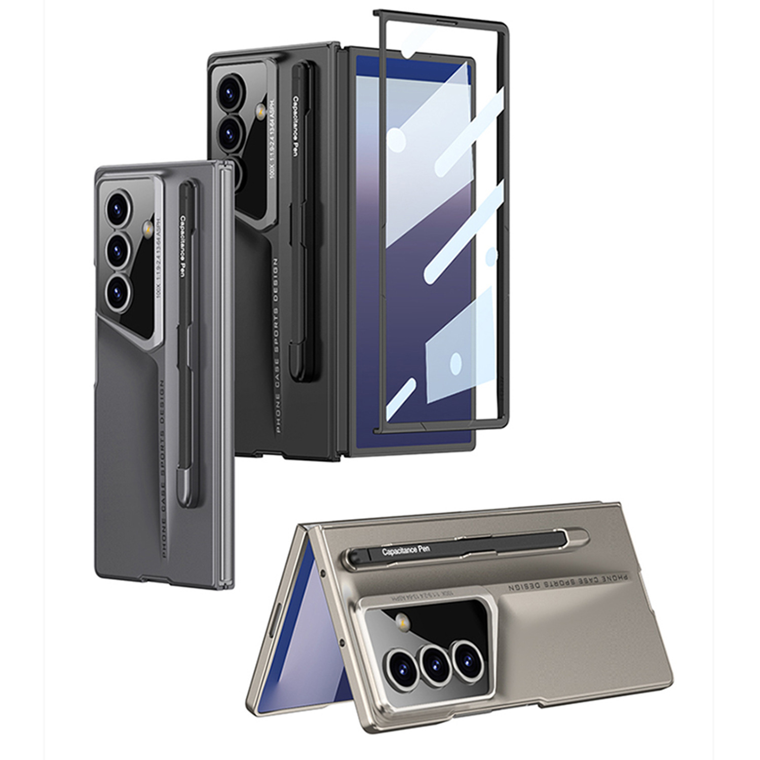 Compatible with Samsung Z Fold8U phone case, 7/6-inch pen slot case and screen protector, ultra-thin blade 5/4-inch folding screen protective case