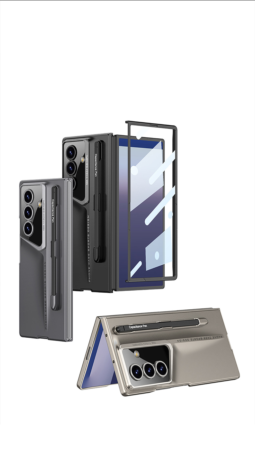Compatible with Samsung Z Fold8U phone case, 7/6-inch pen slot case and screen protector, ultra-thin blade 5/4-inch folding screen protective case