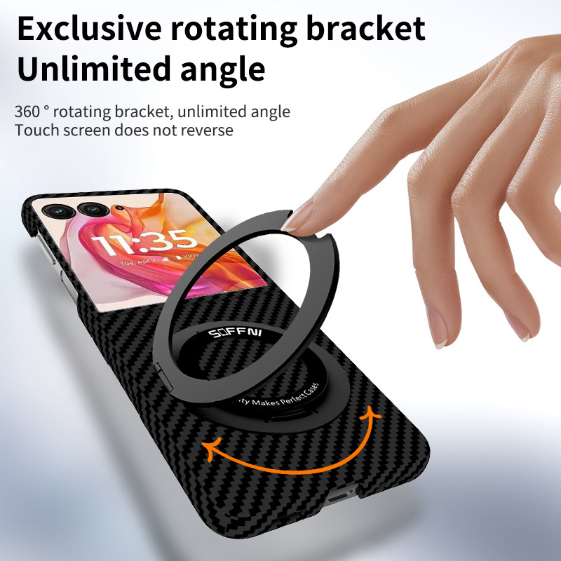 Compatible with Motorola Razr 60 phone case 50/40 Ultra carbon fiber texture 360 magnetic stand protective case