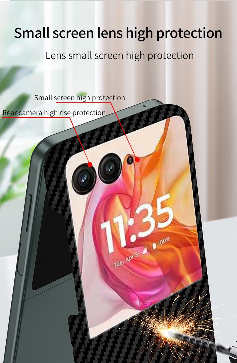 Compatible with Motorola Razr 60 phone case 50/40 Ultra carbon fiber texture 360 magnetic stand protective case