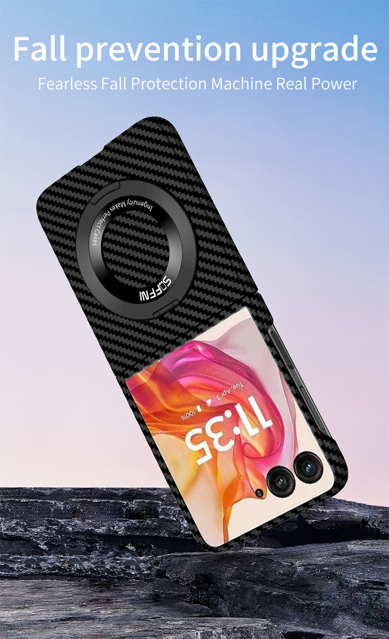 Compatible with Motorola Razr 60 phone case 50/40 Ultra carbon fiber texture 360 magnetic stand protective case