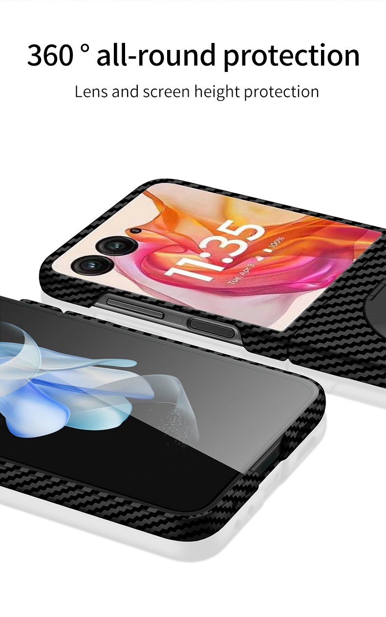 Compatible with Motorola Razr 60 phone case 50/40 Ultra carbon fiber texture 360 magnetic stand protective case