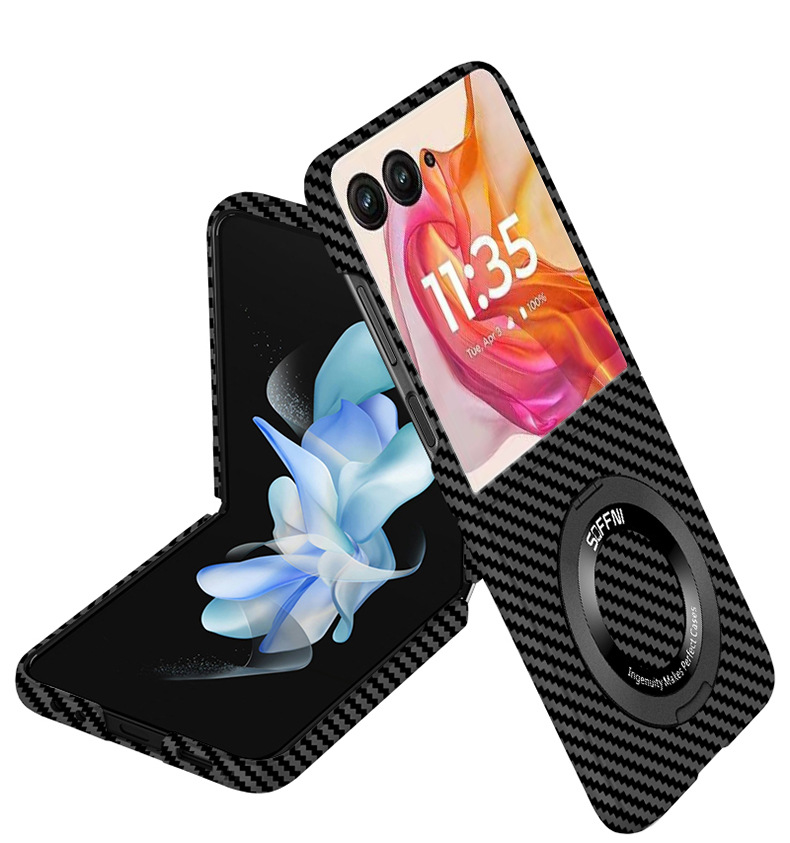 Compatible with Motorola Razr 60 phone case 50/40 Ultra carbon fiber texture 360 magnetic stand protective case