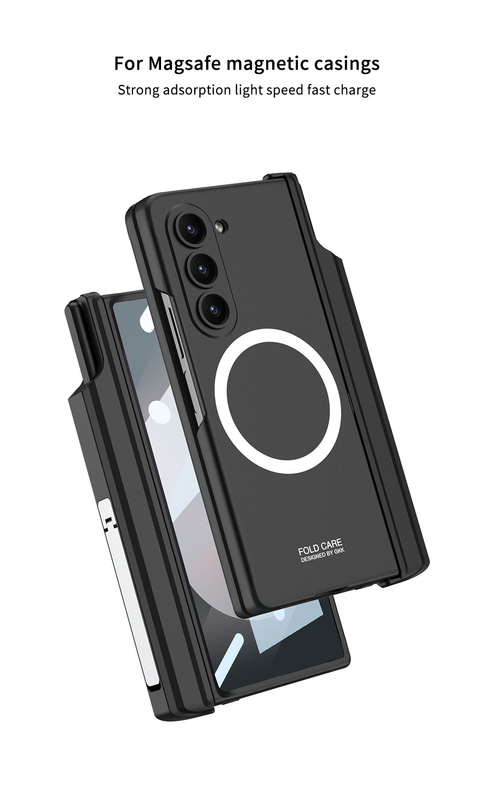 Compatible with Samsung Z Fold6 phone case, magnetic hinge stand, pen case, wireless charger, W25 full-coverage protective case.