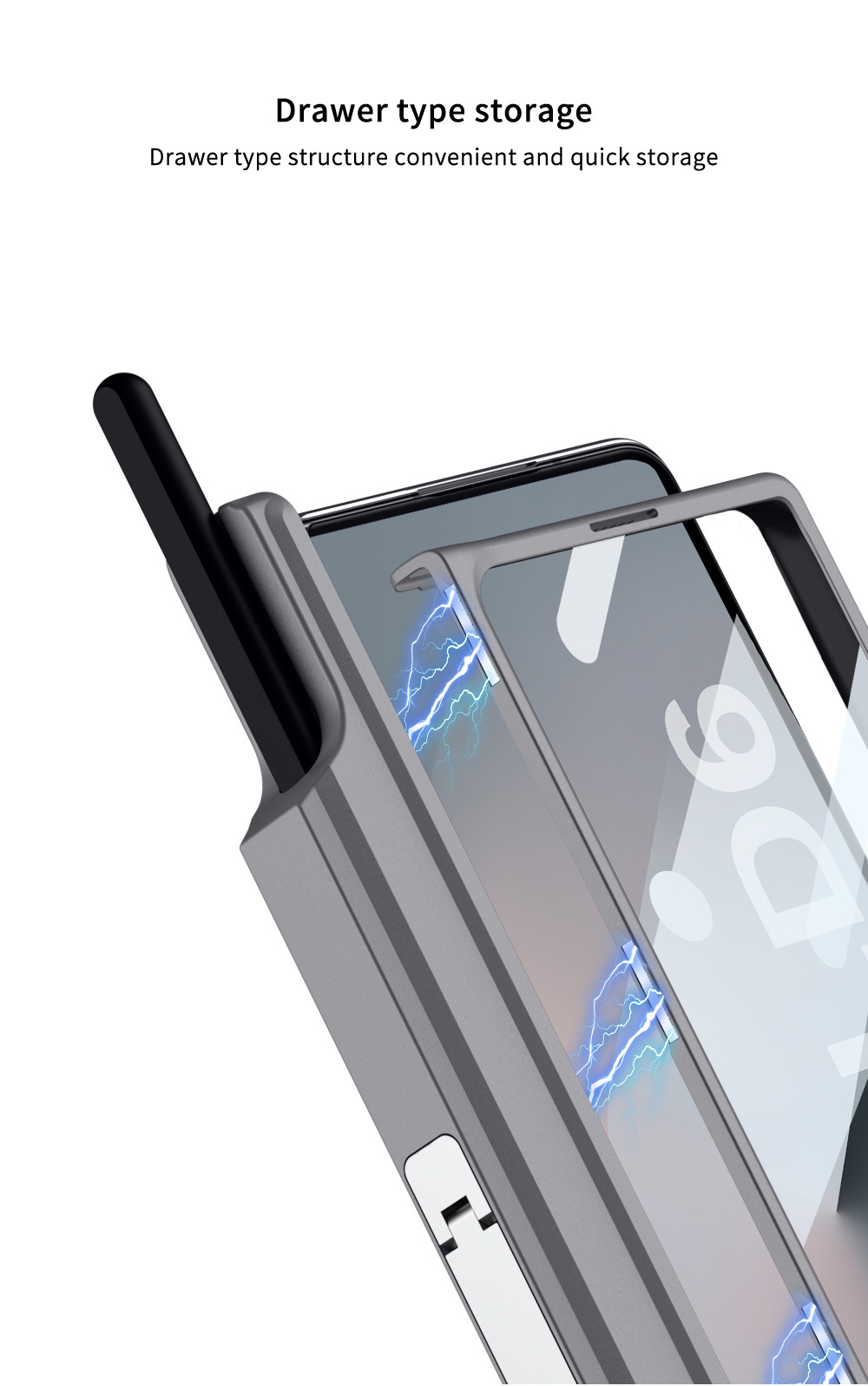 Compatible with Samsung Z Fold6 phone case, magnetic hinge stand, pen case, wireless charger, W25 full-coverage protective case.