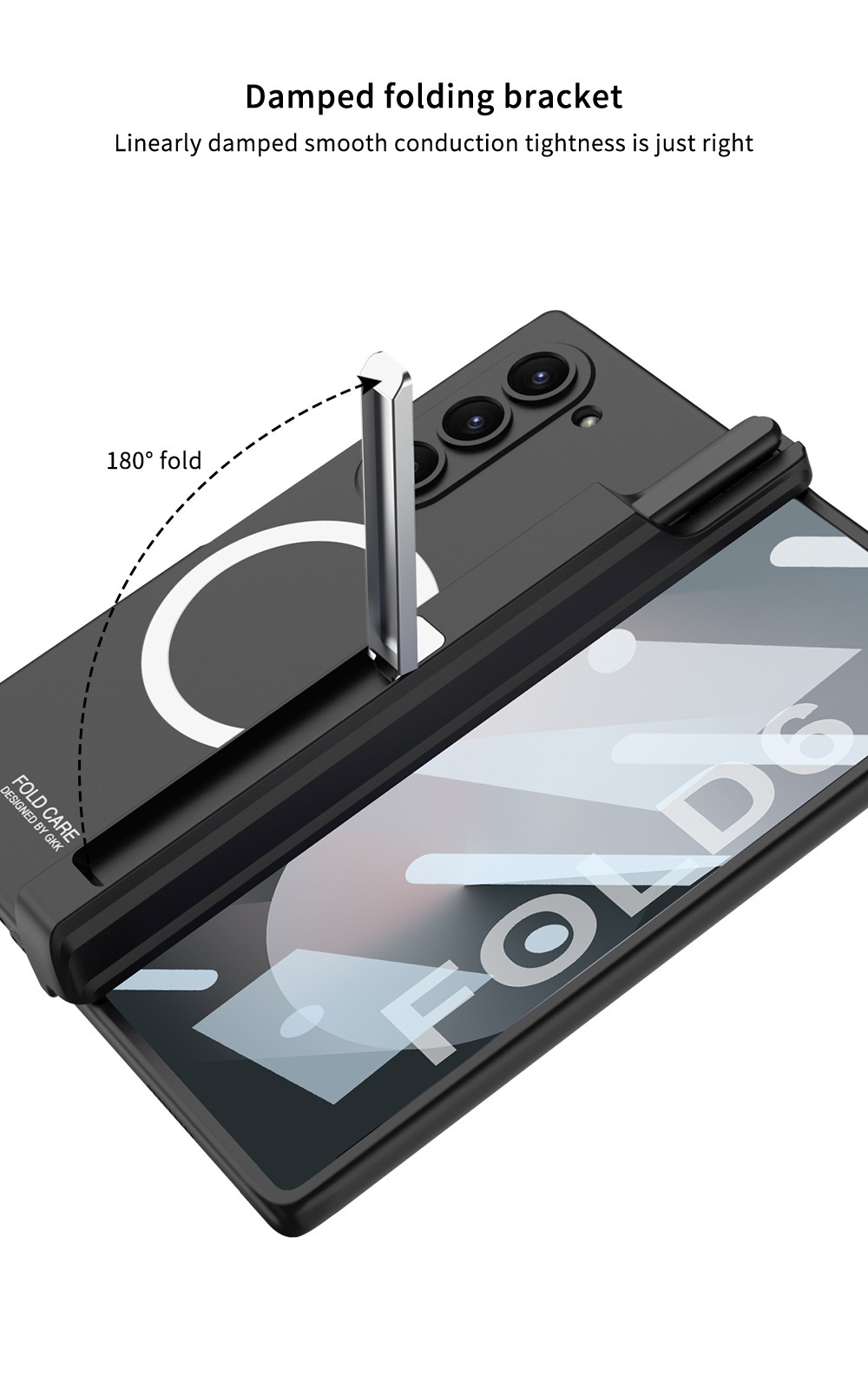 Compatible with Samsung Z Fold6 phone case, magnetic hinge stand, pen case, wireless charger, W25 full-coverage protective case.