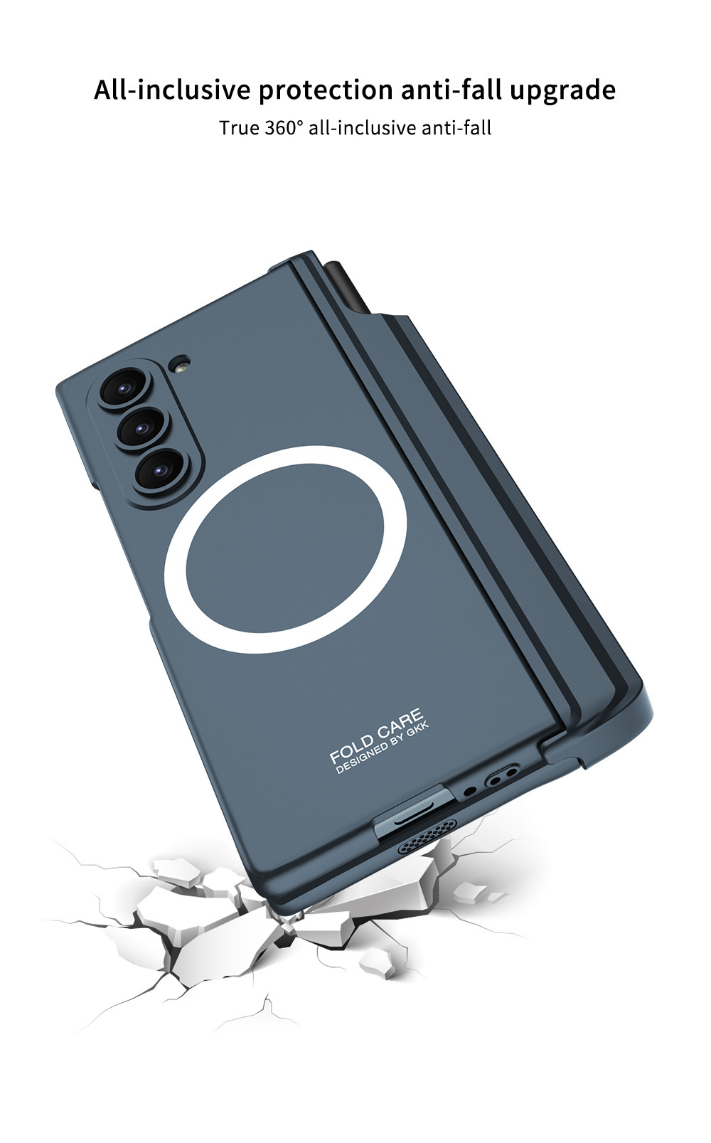 Compatible with Samsung Z Fold6 phone case, magnetic hinge stand, pen case, wireless charger, W25 full-coverage protective case.