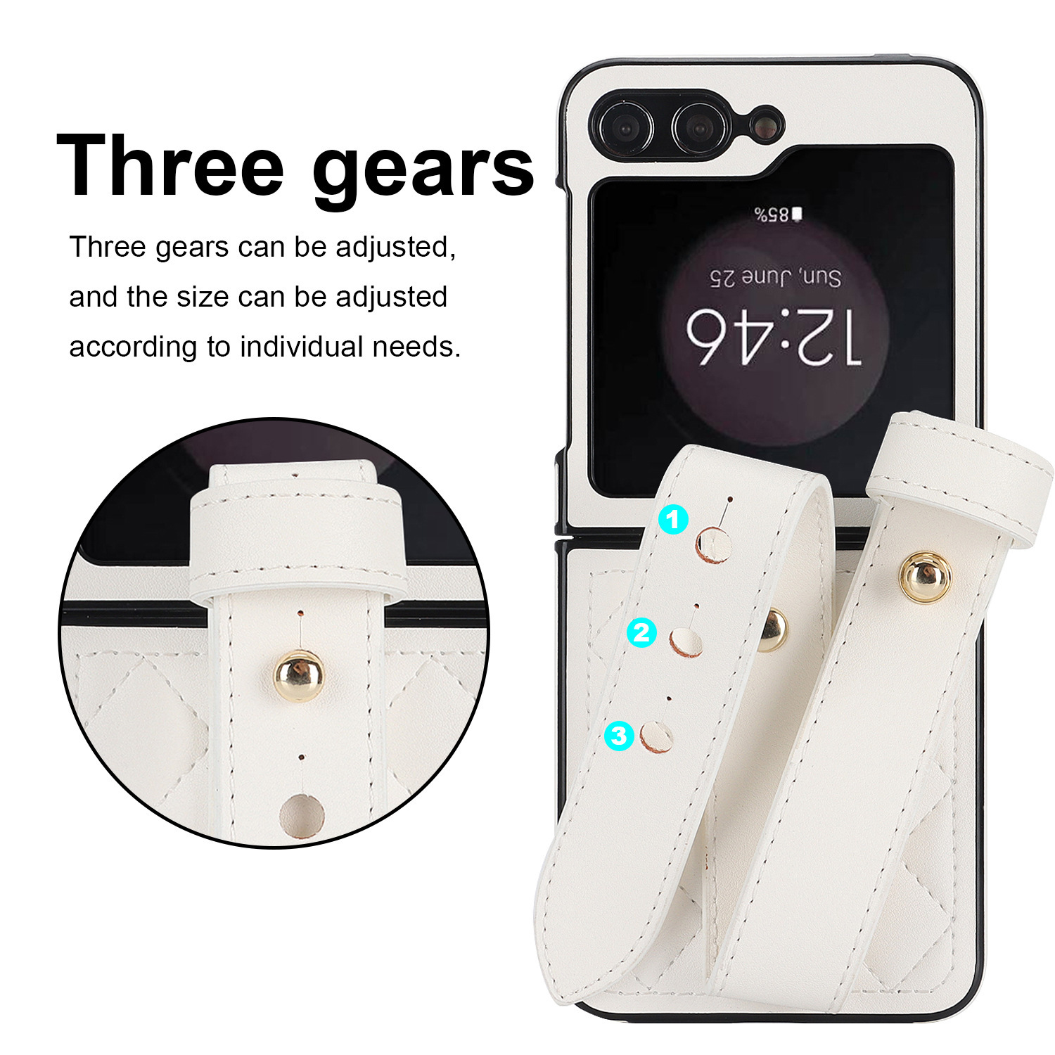 Compatible with Samsung ZFlip 7/6/5 phone cases, 4/3 vegan leather diamond pattern, Huawei/OPPO wrist strap folding protective case