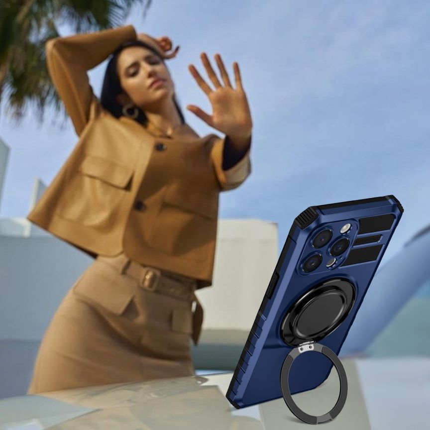 Compatible with Apple iPhone 17 Pro Max and 16 Plus magnetic rotating stand, 15/14mm shockproof, 13PR protective case