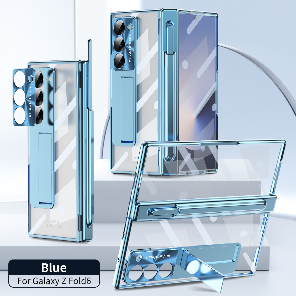 Samsung Z Fold8 Phone Case 7/6 Dual Hinge Pen Slot with Pen Electroplated Transparent Film Full Coverage Protective Case