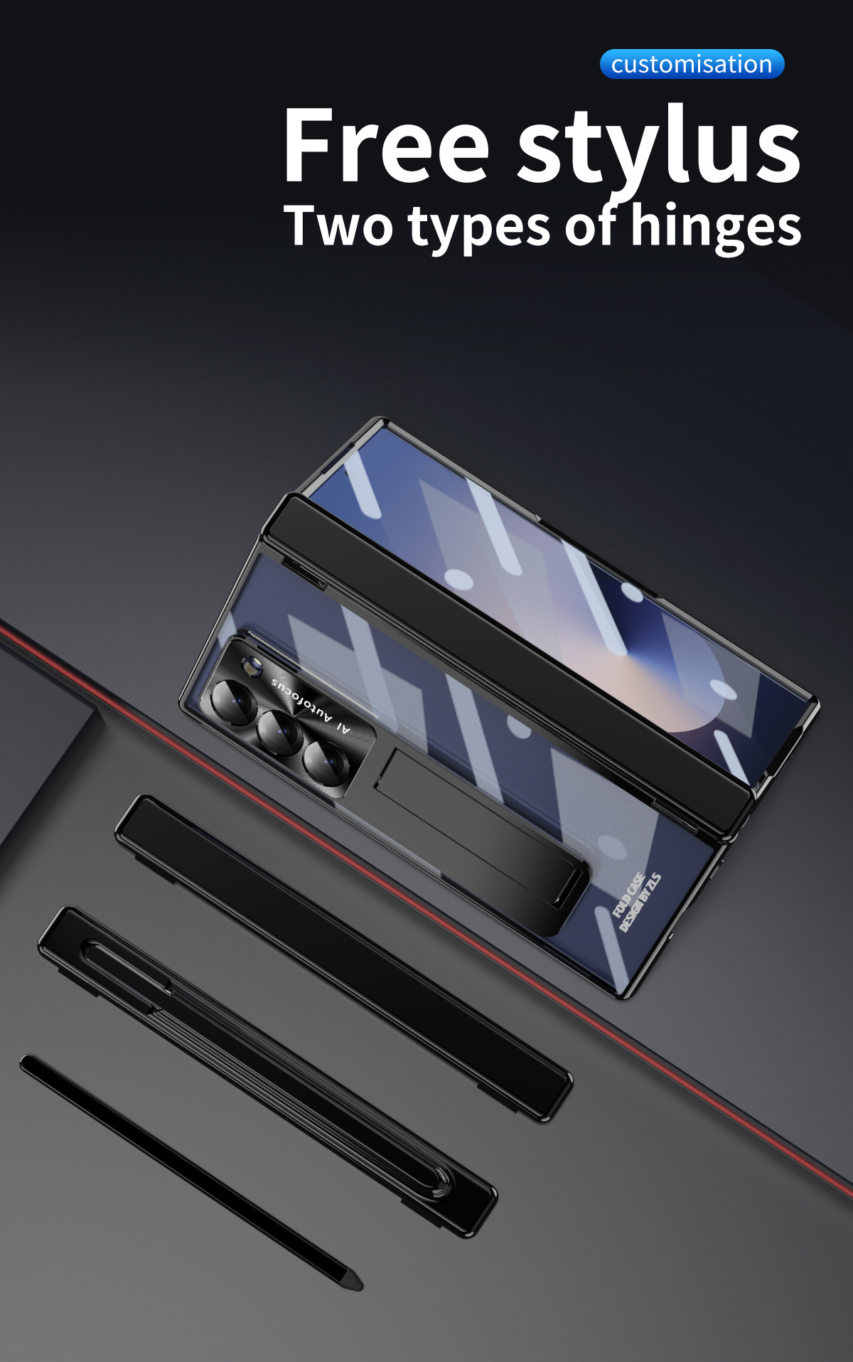 Samsung Z Fold8 Phone Case 7/6 Dual Hinge Pen Slot with Pen Electroplated Transparent Film Full Coverage Protective Case