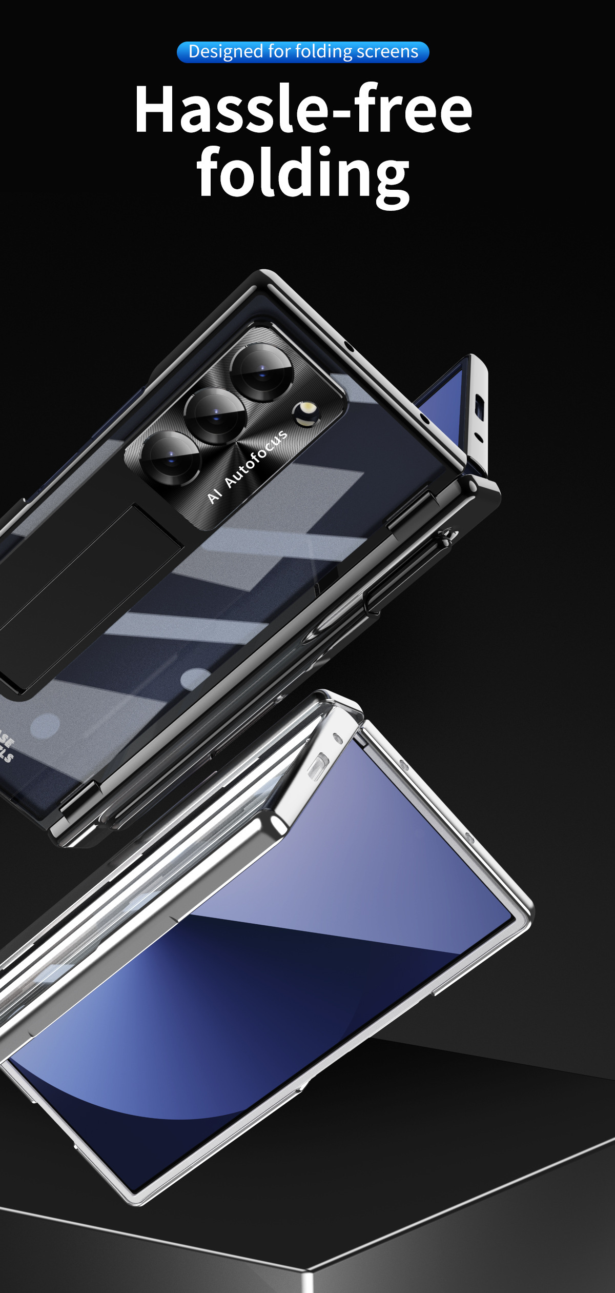 Samsung Z Fold8 Phone Case 7/6 Dual Hinge Pen Slot with Pen Electroplated Transparent Film Full Coverage Protective Case