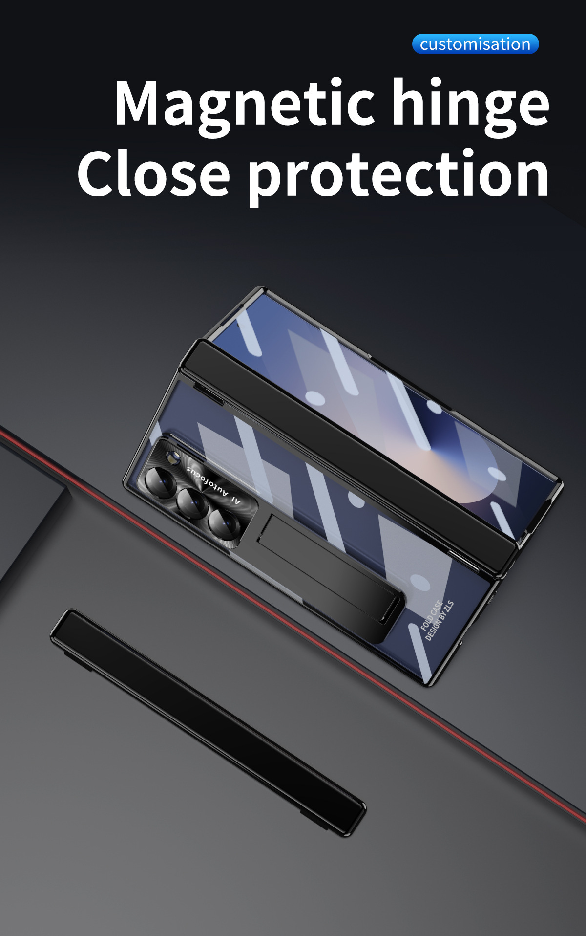 Samsung Z Fold8 Phone Case 7/6 Dual Hinge Pen Slot with Pen Electroplated Transparent Film Full Coverage Protective Case