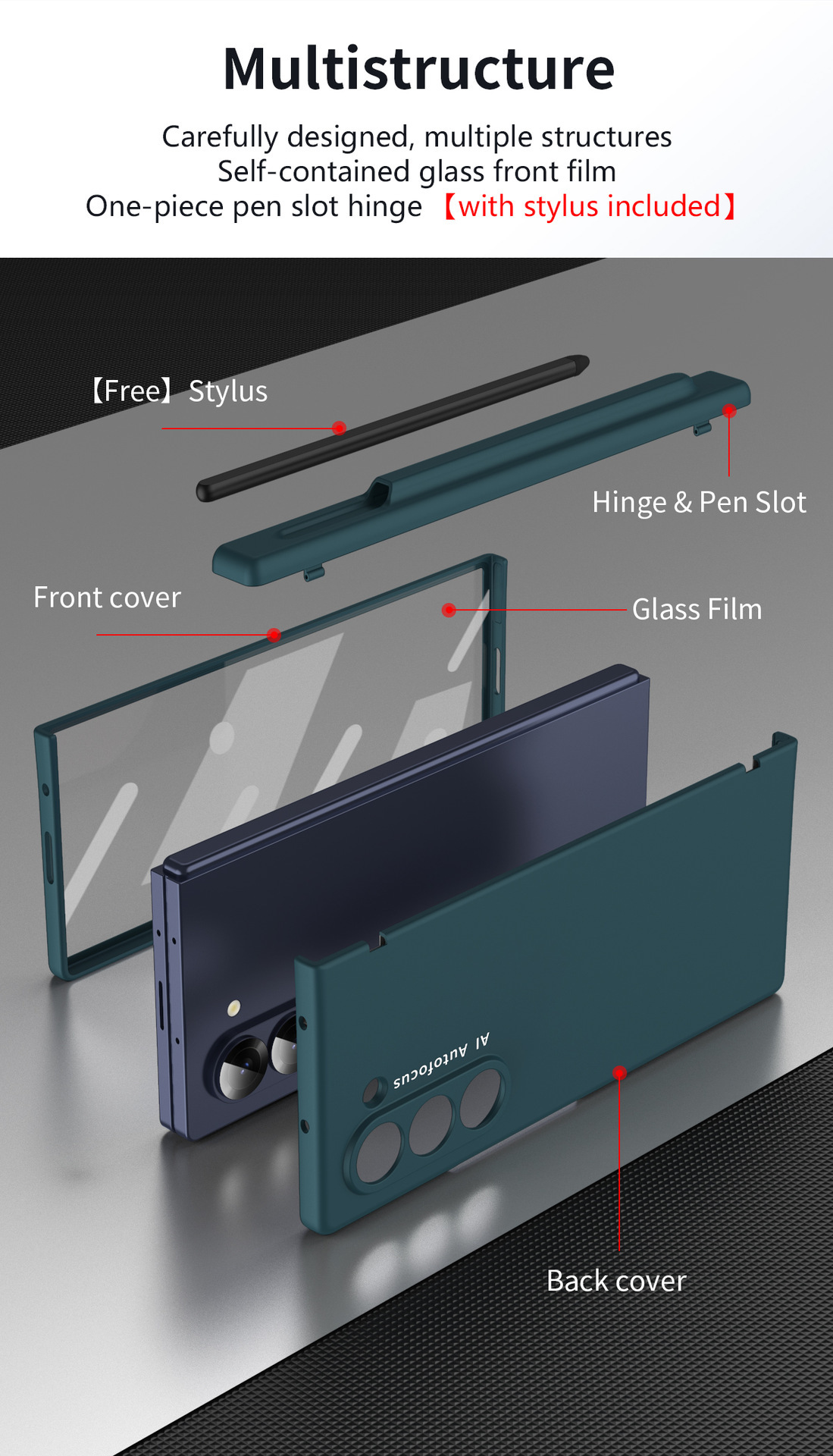Samsung Z Fold7/6 Phone Case W25 Spring Hinge Pen Holder with Pen Case Film Full Coverage Drop Protection Case
