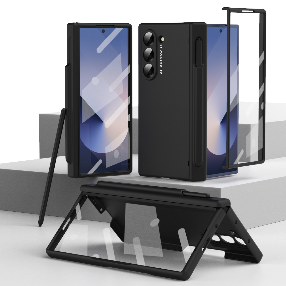 Samsung Z Fold7/6 Phone Case W25 Spring Hinge Pen Holder with Pen Case Film Full Coverage Drop Protection Case