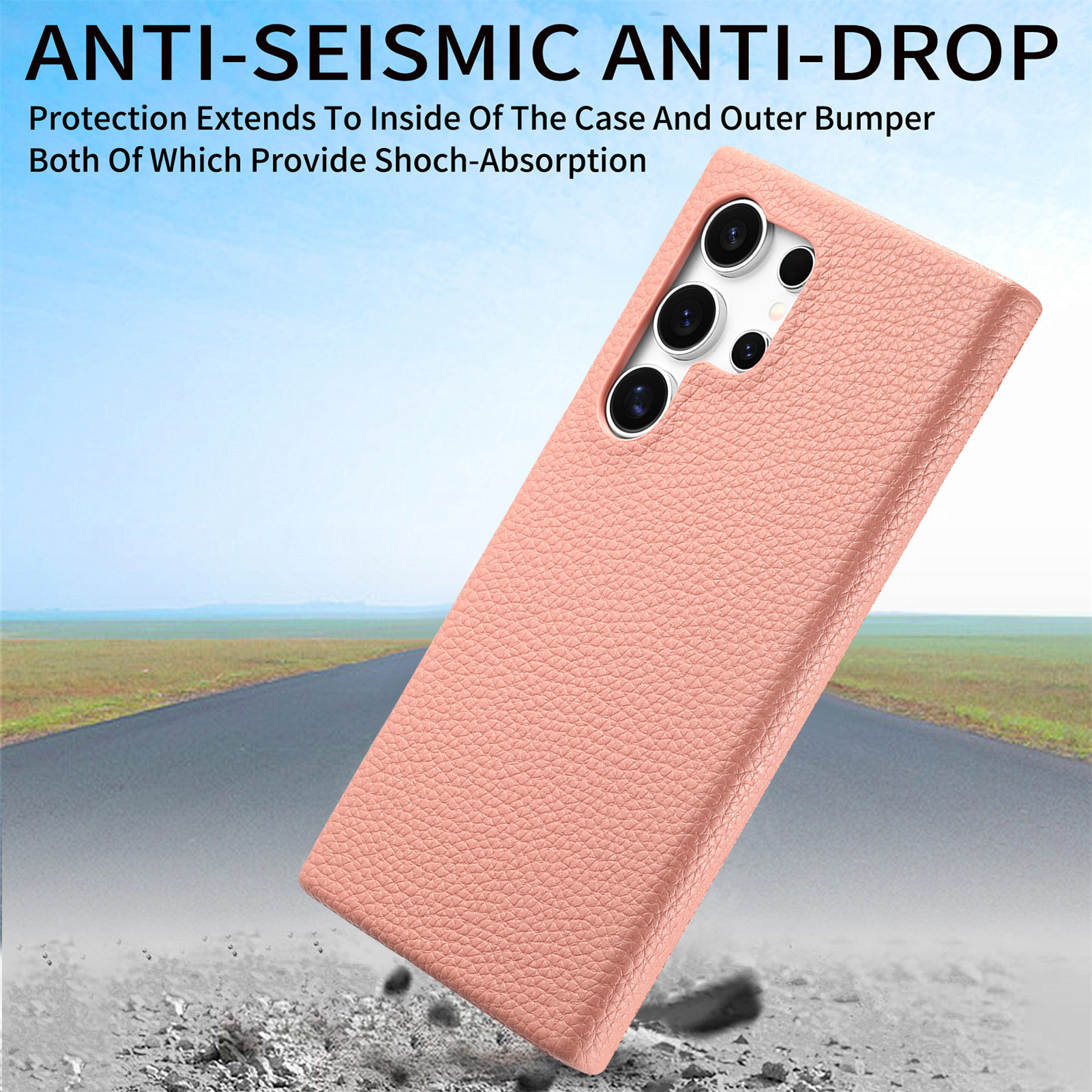 Compatible with Samsung S26/25 Ultra phone case A17 lychee leather texture S24P ultra-thin A57 shockproof protective case A35