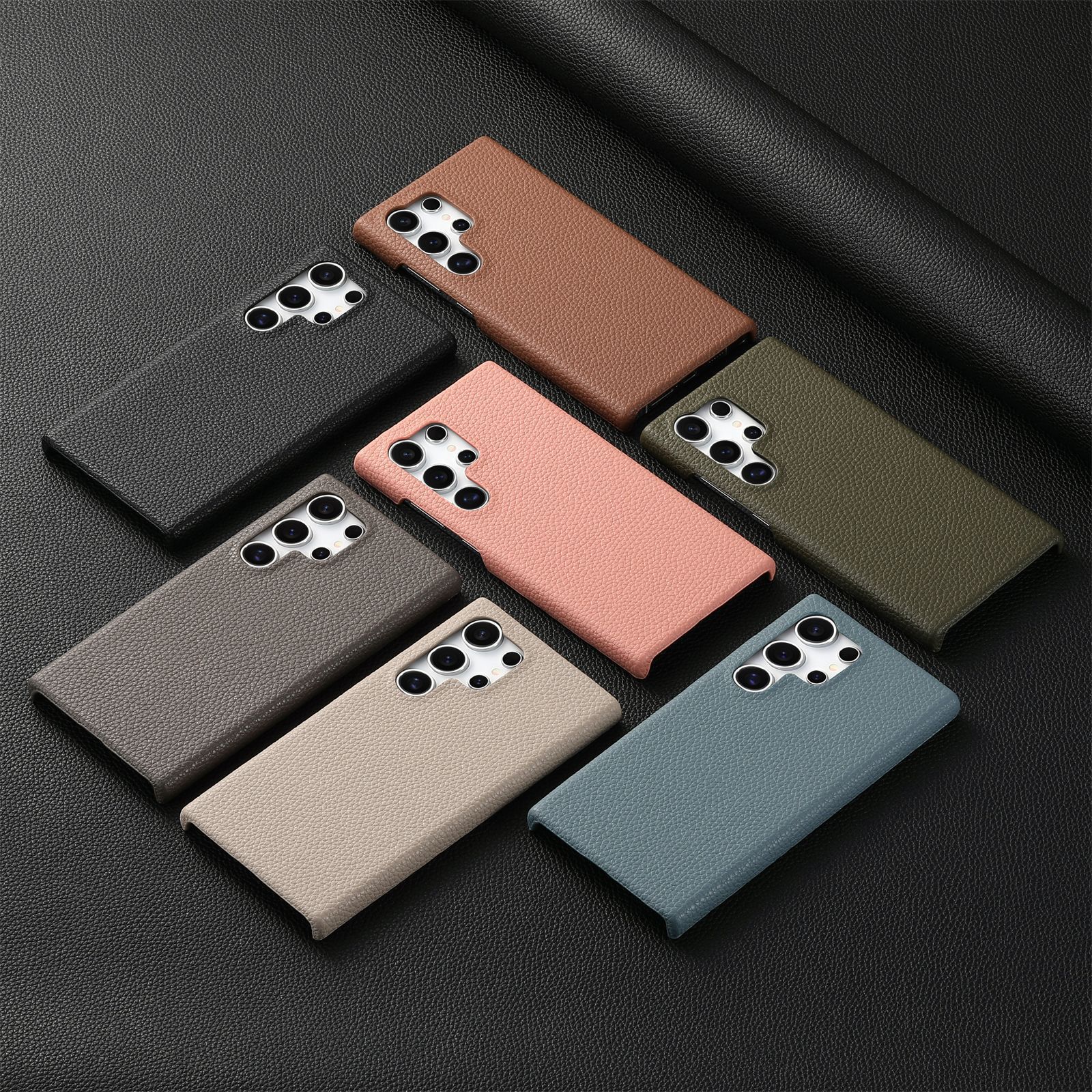 Compatible with Samsung S26/25 Ultra phone case A17 lychee leather texture S24P ultra-thin A57 shockproof protective case A35
