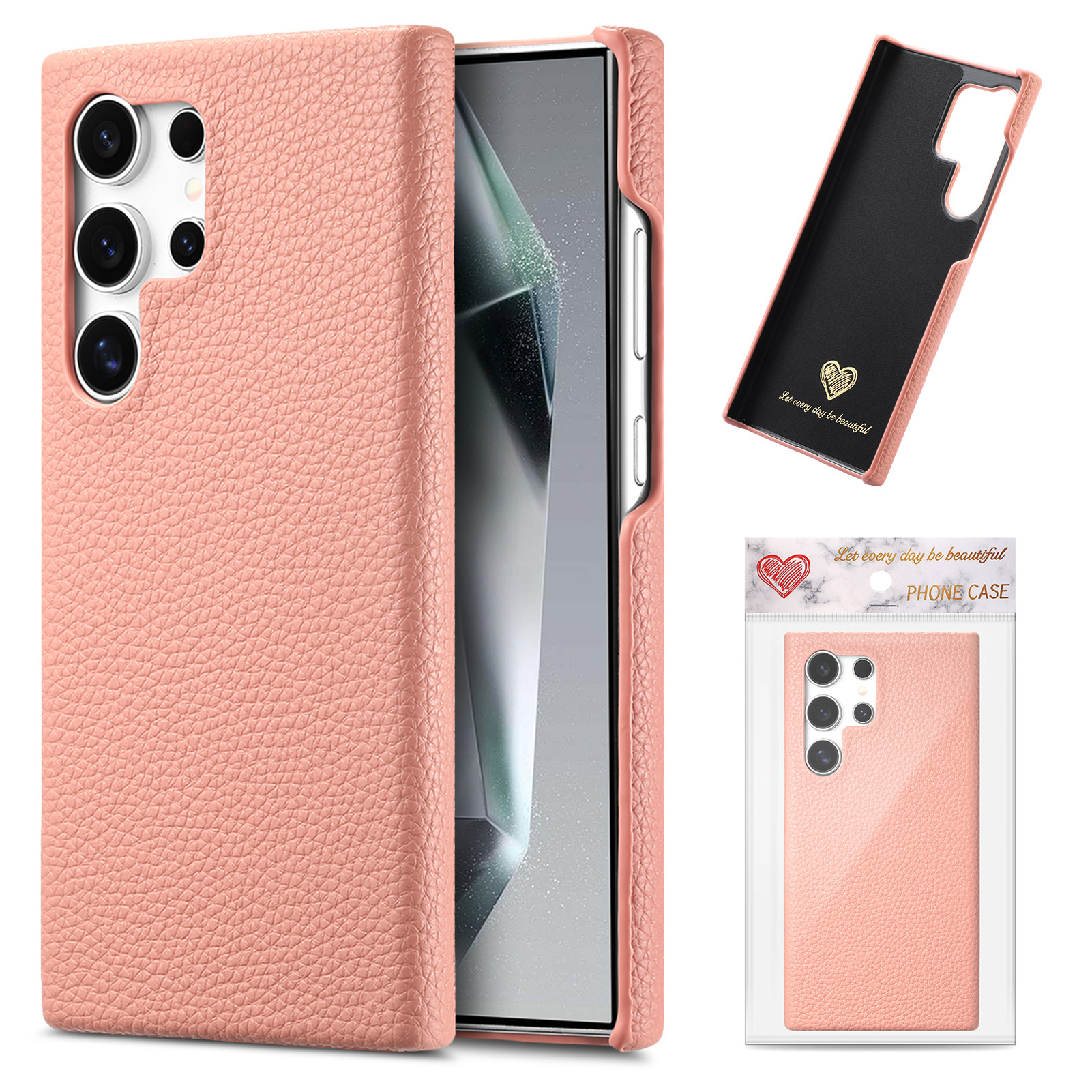 Compatible with Samsung S26/25 Ultra phone case A17 lychee leather texture S24P ultra-thin A57 shockproof protective case A35