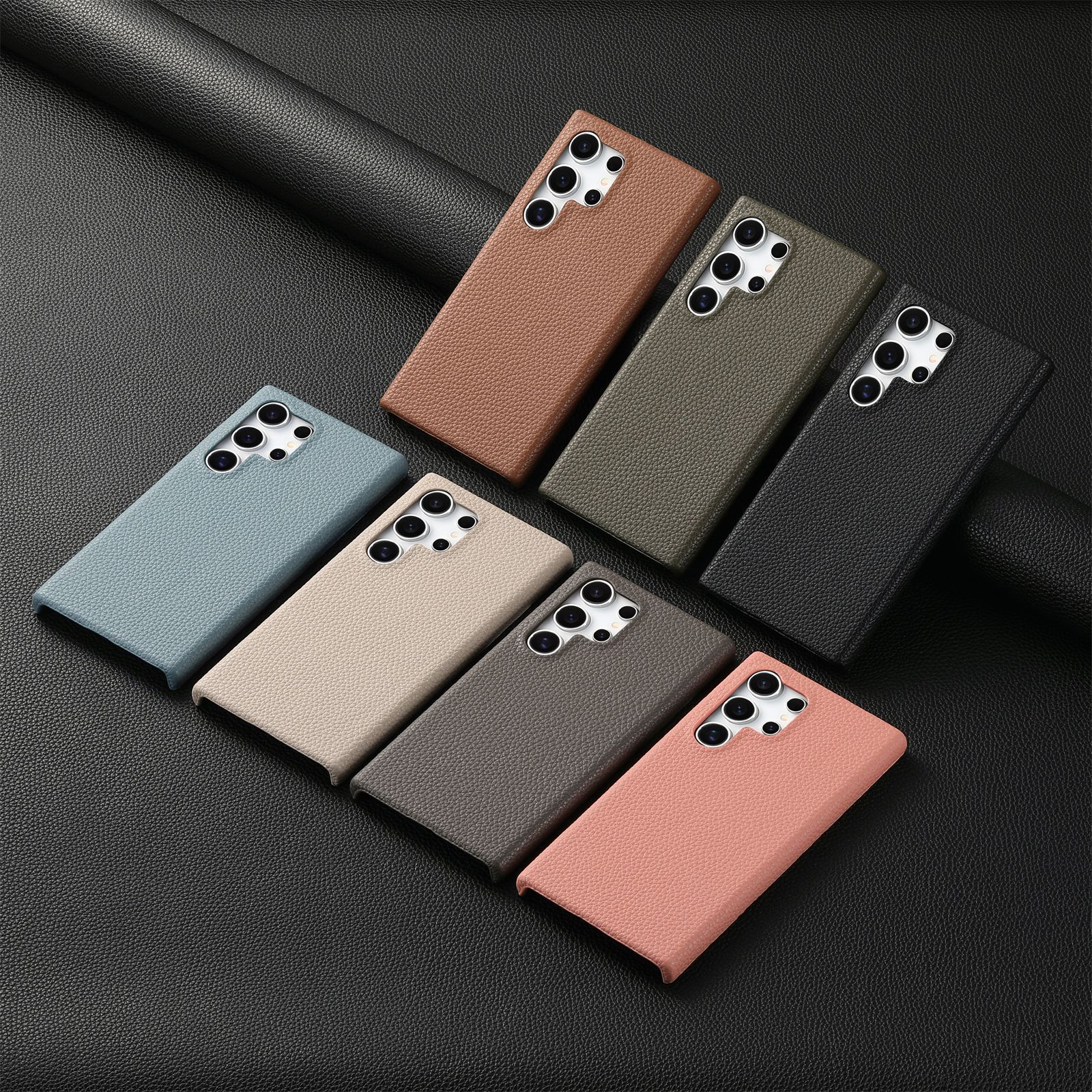 Compatible with Samsung S26/25 Ultra phone case A17 lychee leather texture S24P ultra-thin A57 shockproof protective case A35