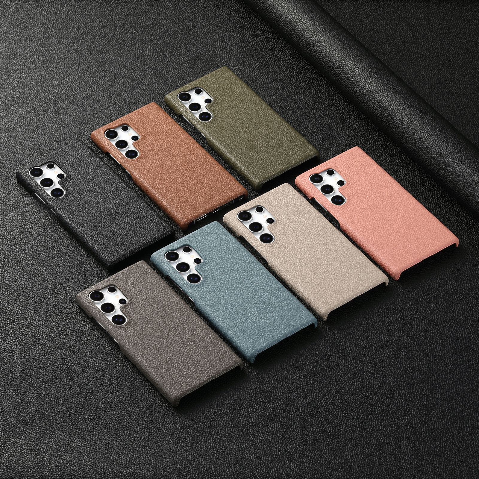 Compatible with Samsung S26/25 Ultra phone case A17 lychee leather texture S24P ultra-thin A57 shockproof protective case A35