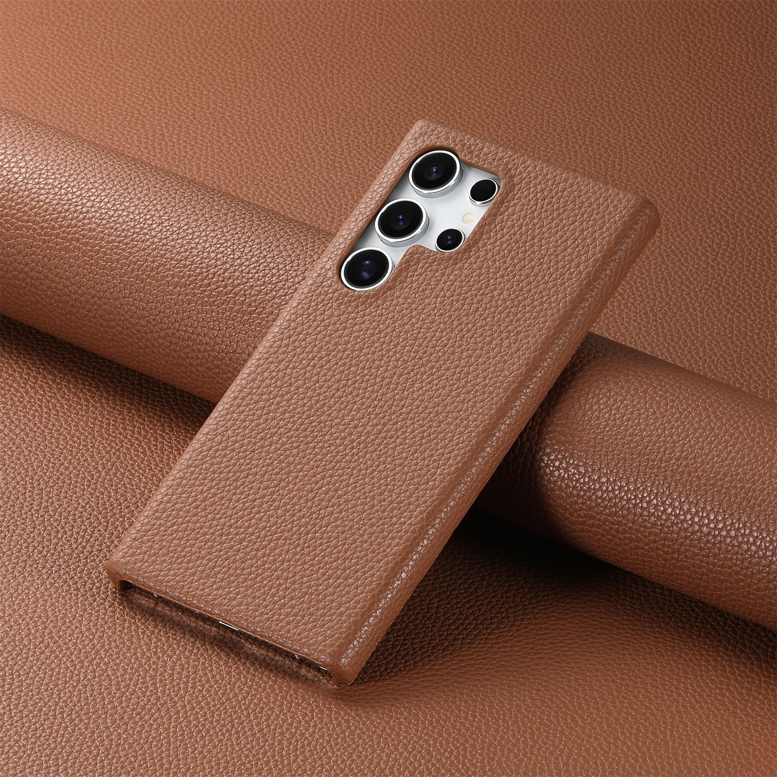 Compatible with Samsung S26/25 Ultra phone case A17 lychee leather texture S24P ultra-thin A57 shockproof protective case A35