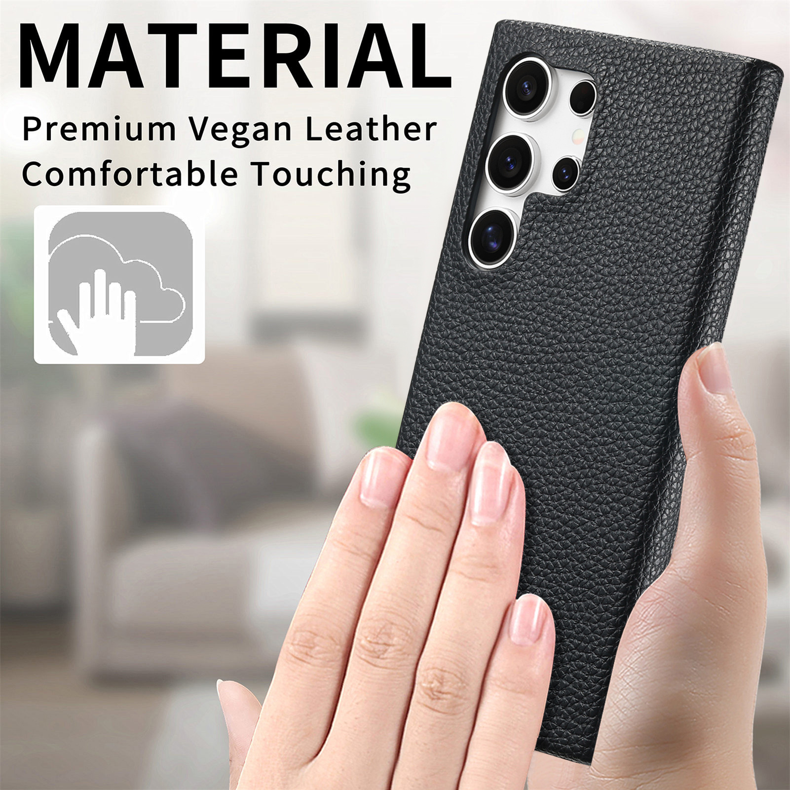 Compatible with Samsung S26/25 Ultra phone case A17 lychee leather texture S24P ultra-thin A57 shockproof protective case A35