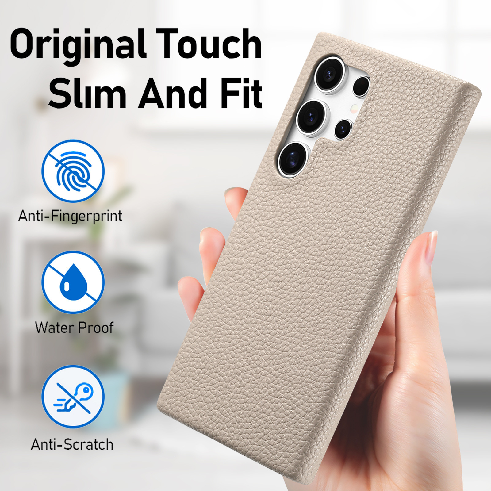 Compatible with Samsung S26/25 Ultra phone case A17 lychee leather texture S24P ultra-thin A57 shockproof protective case A35