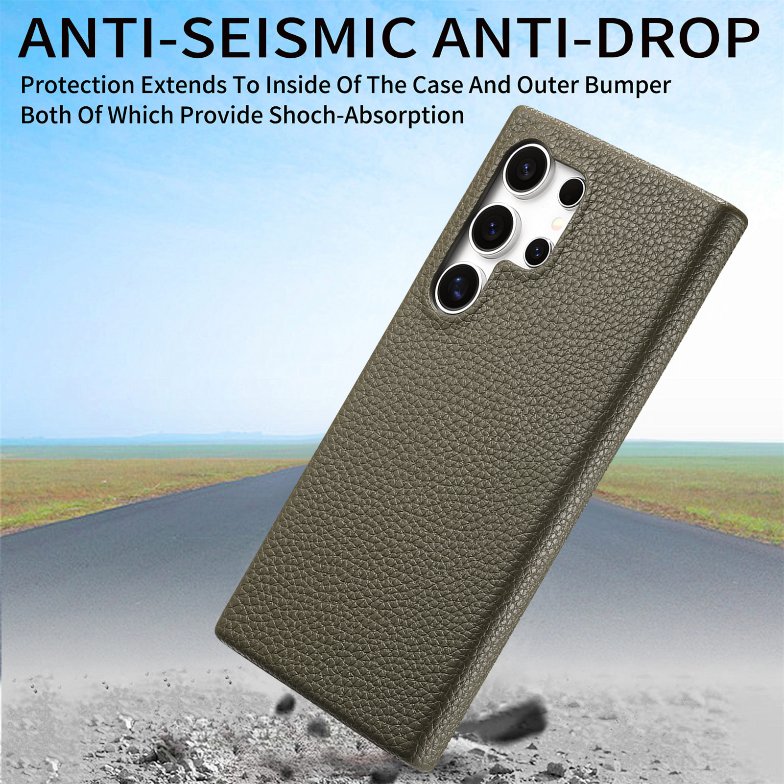 Compatible with Samsung S26/25 Ultra phone case A17 lychee leather texture S24P ultra-thin A57 shockproof protective case A35