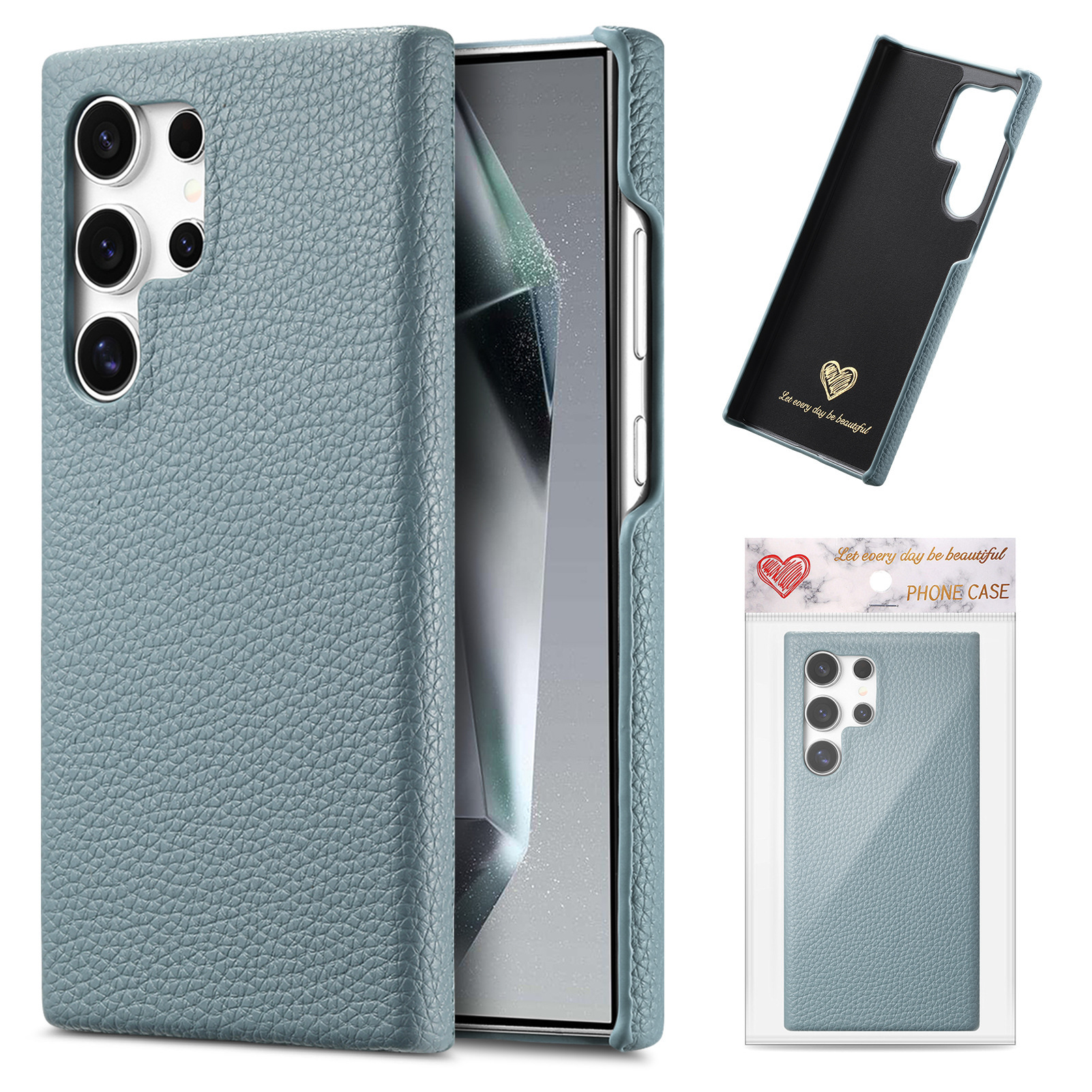 Compatible with Samsung S26/25 Ultra phone case A17 lychee leather texture S24P ultra-thin A57 shockproof protective case A35