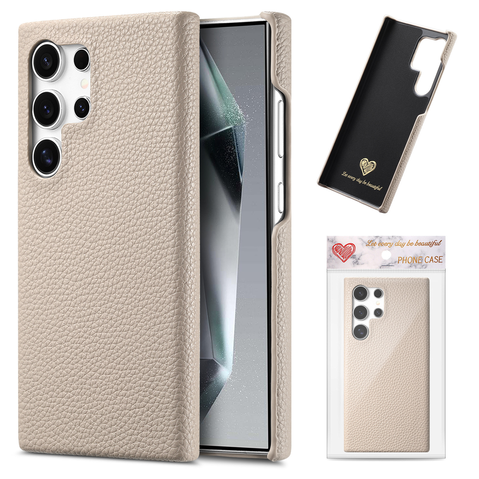 Compatible with Samsung S26/25 Ultra phone case A17 lychee leather texture S24P ultra-thin A57 shockproof protective case A35