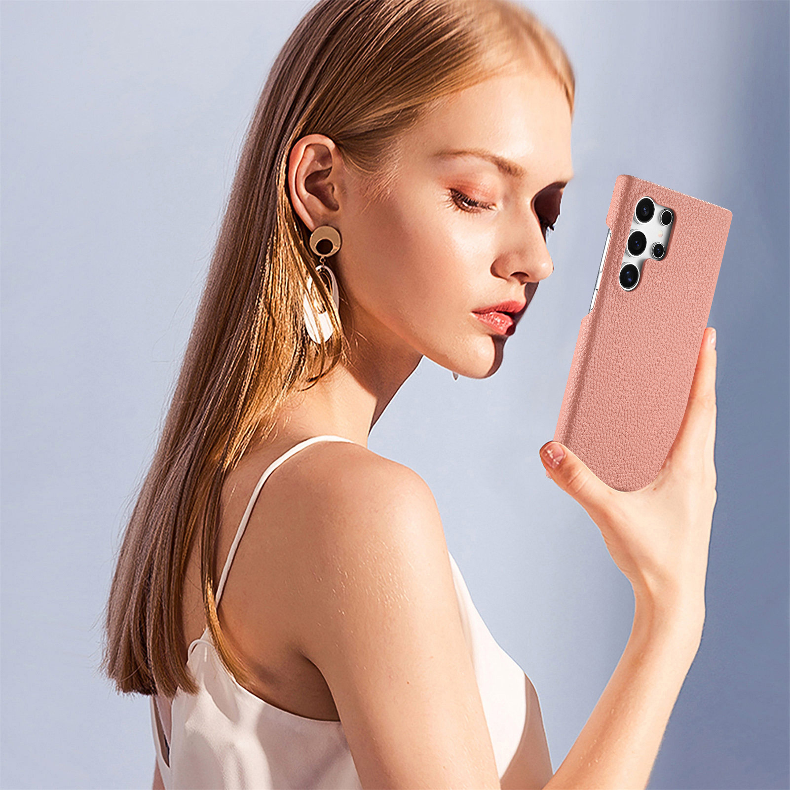 Compatible with Samsung S26/25 Ultra phone case A17 lychee leather texture S24P ultra-thin A57 shockproof protective case A35