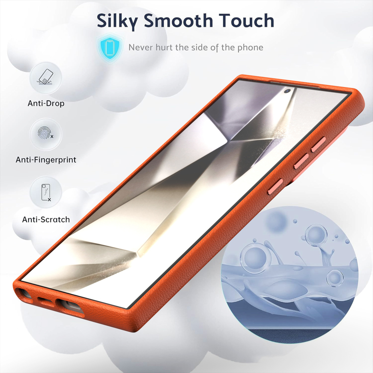 Compatible with Samsung S25 Ultra and S24 Plus, vegan leather case with built-in magnetic wireless charging and shockproof protection.