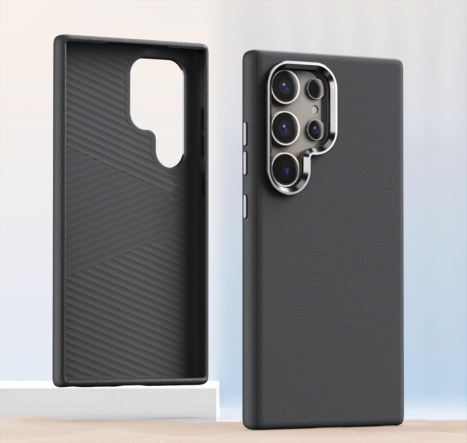 Compatible with Samsung S25 Ultra and S24 Plus, vegan leather case with built-in magnetic wireless charging and shockproof protection.