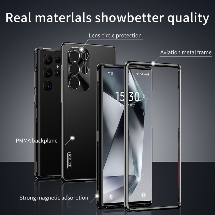 Compatible with Samsung S24 Ultra/25 phone case, metal magnetic, 23/22 Plus full-coverage drop-proof protective case armor