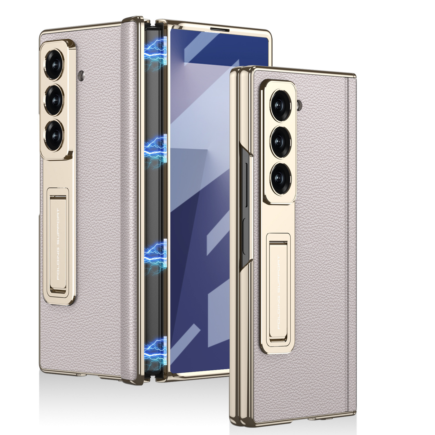 Compatible with Samsung ZFold7/6 phone case, vegan leather, electroplated stand, magnetic hinge, full-coverage drop-proof protective case.