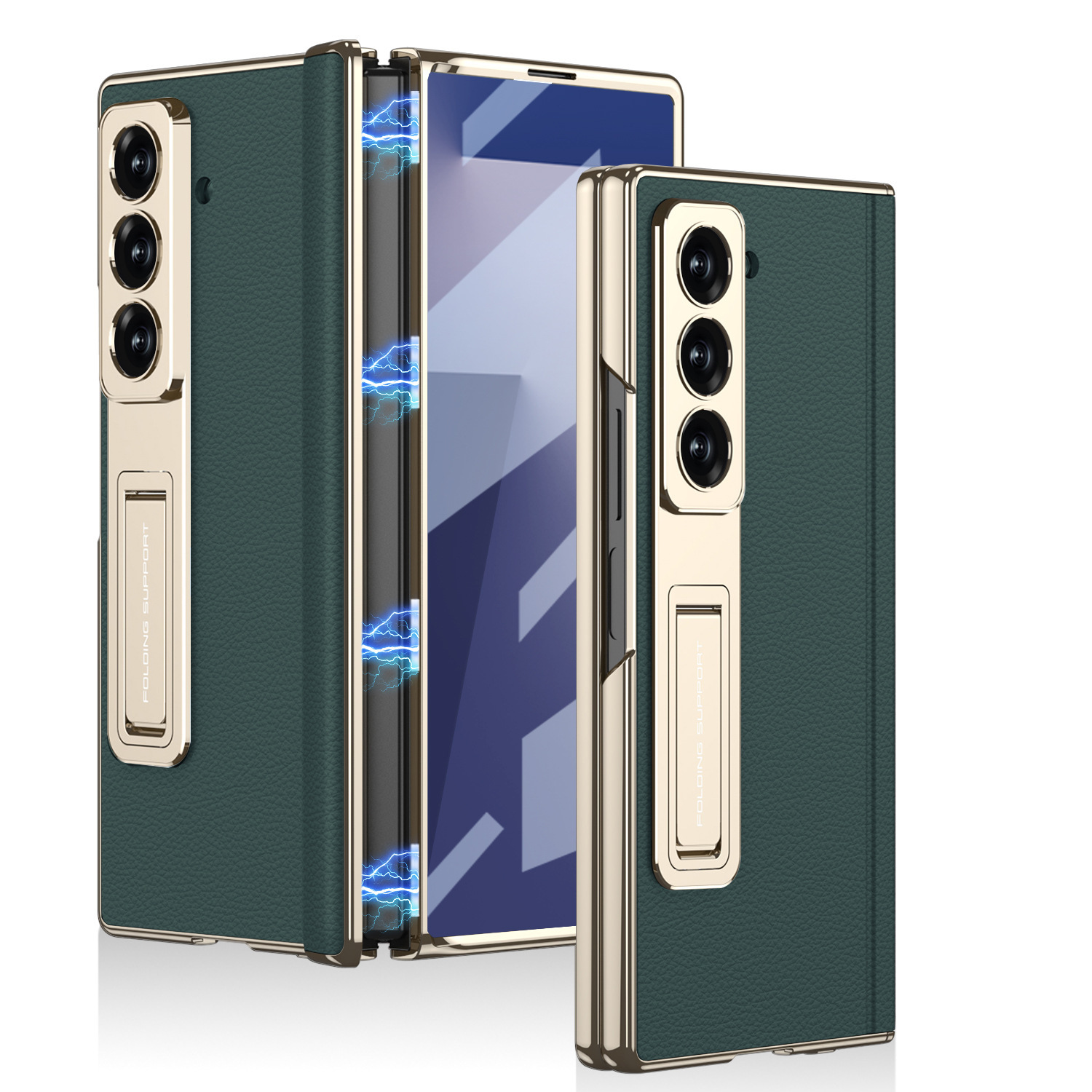 Compatible with Samsung ZFold7/6 phone case, vegan leather, electroplated stand, magnetic hinge, full-coverage drop-proof protective case.