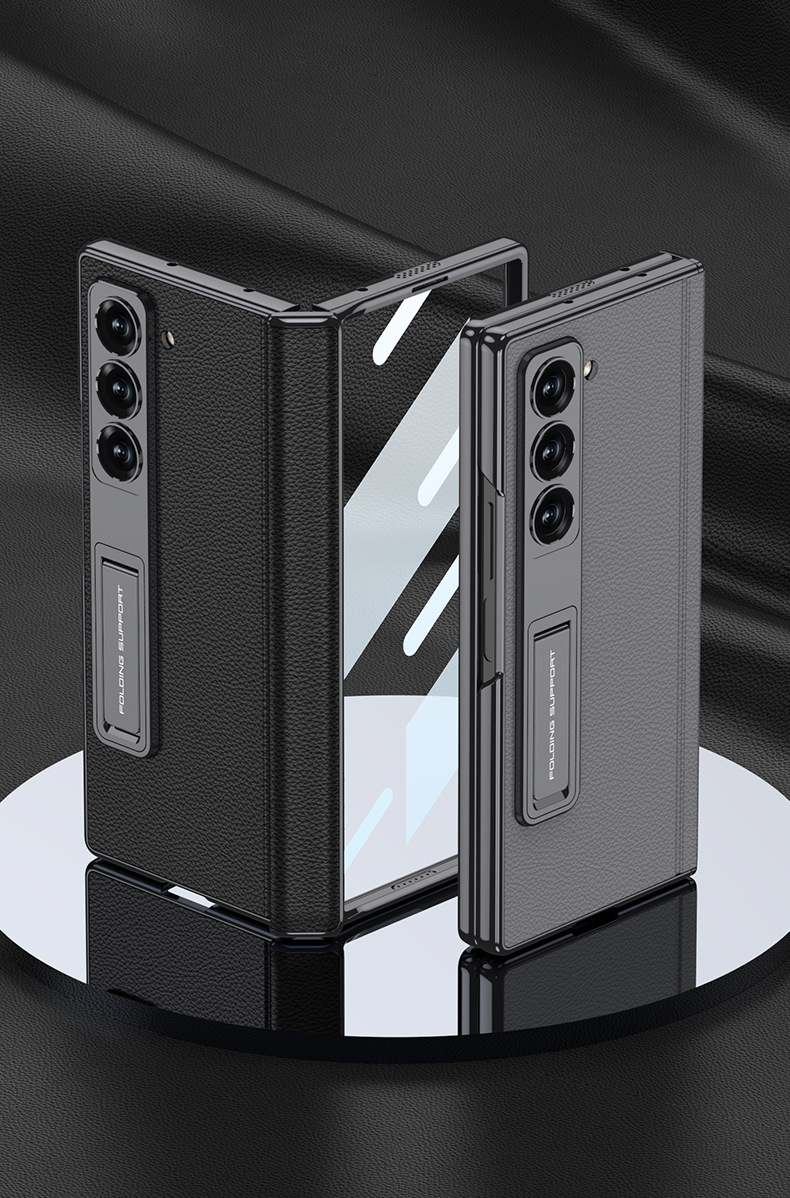 Compatible with Samsung ZFold7/6 phone case, vegan leather, electroplated stand, magnetic hinge, full-coverage drop-proof protective case.