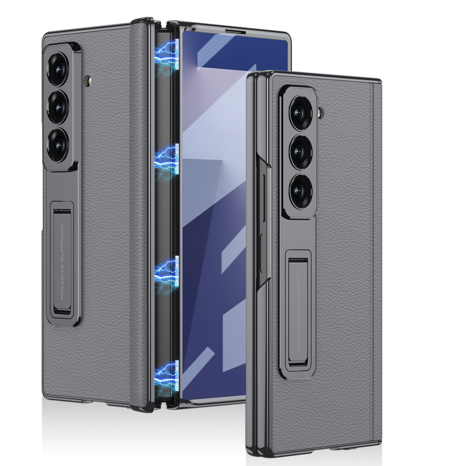 Compatible with Samsung ZFold7/6 phone case, vegan leather, electroplated stand, magnetic hinge, full-coverage drop-proof protective case.