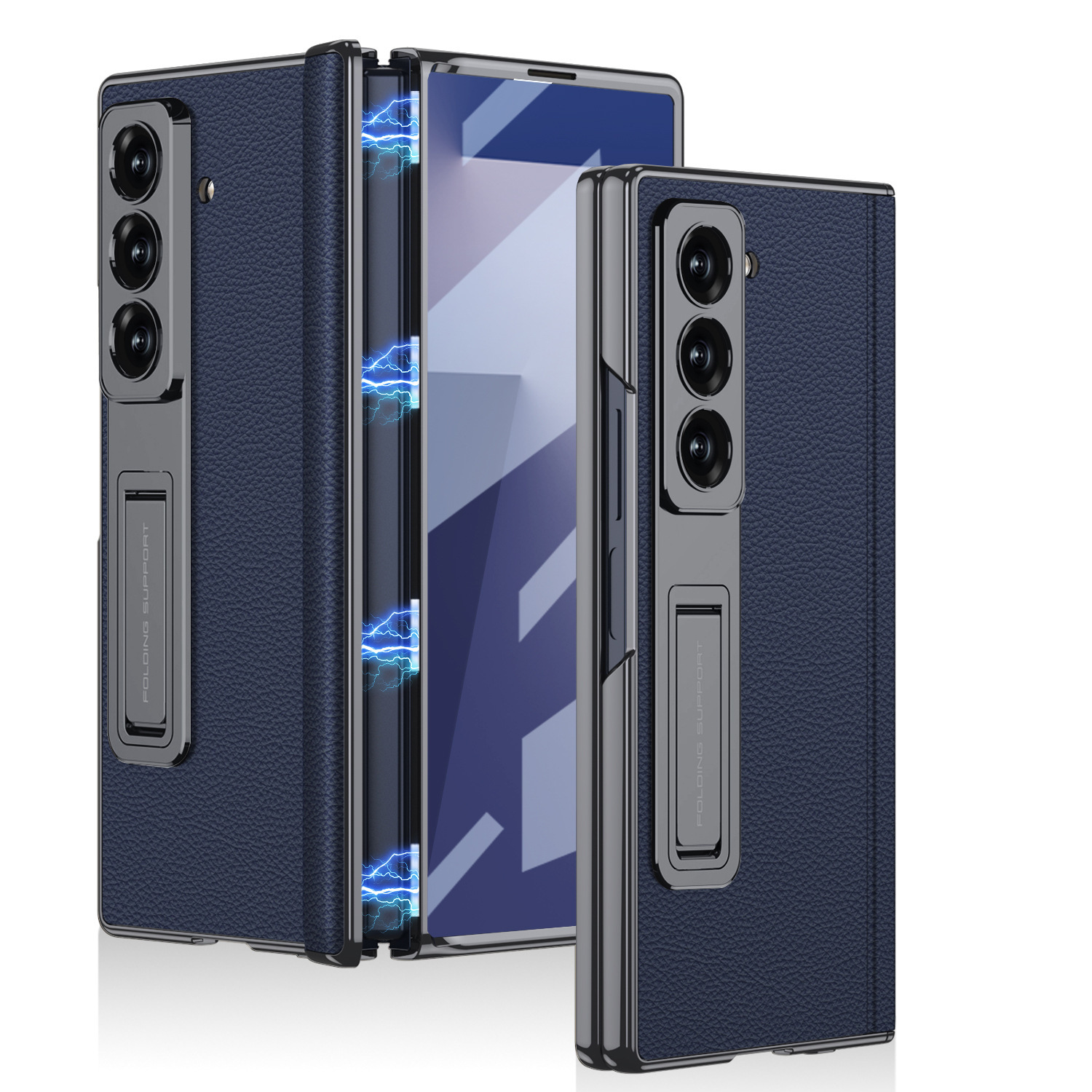 Compatible with Samsung ZFold7/6 phone case, vegan leather, electroplated stand, magnetic hinge, full-coverage drop-proof protective case.