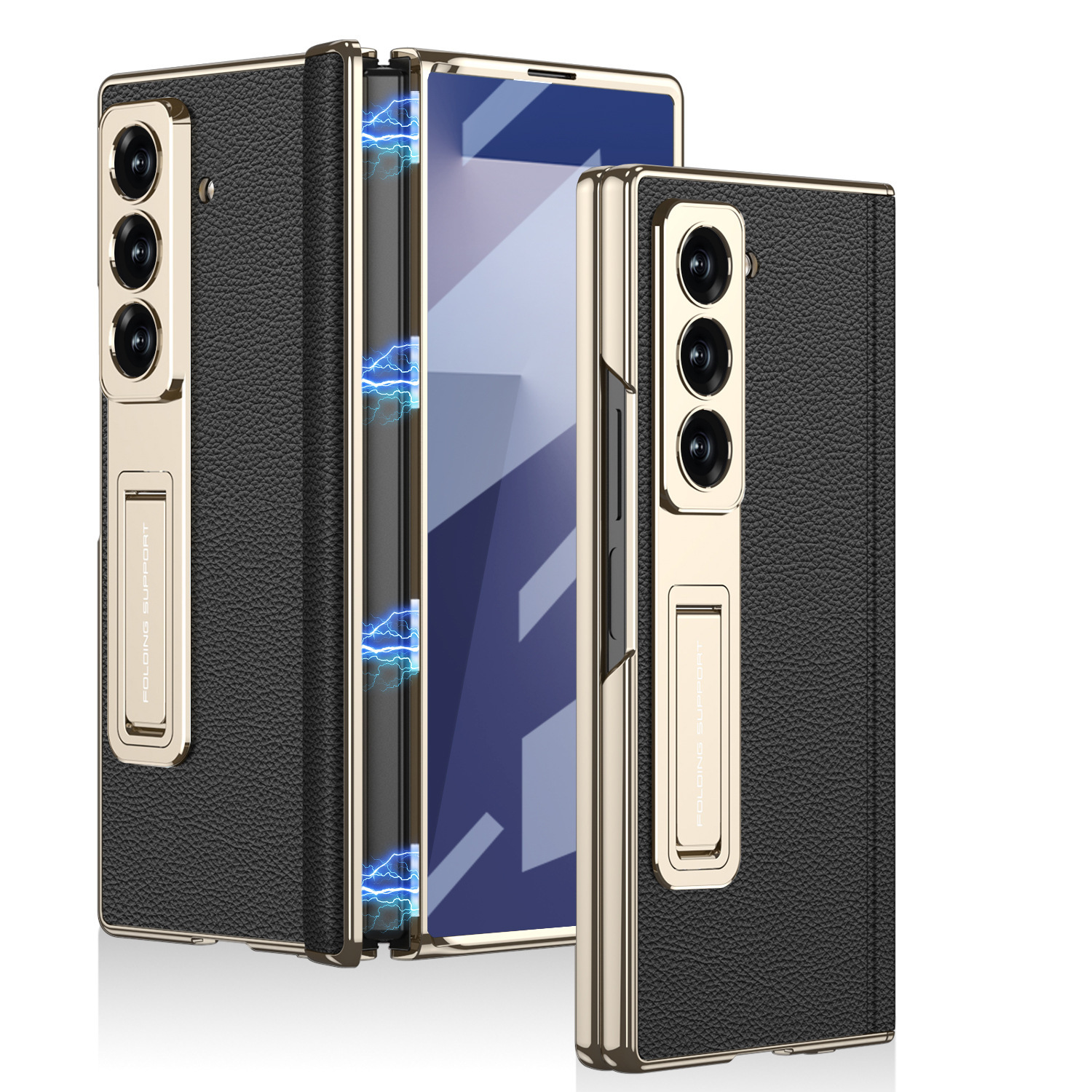 Compatible with Samsung ZFold7/6 phone case, vegan leather, electroplated stand, magnetic hinge, full-coverage drop-proof protective case.