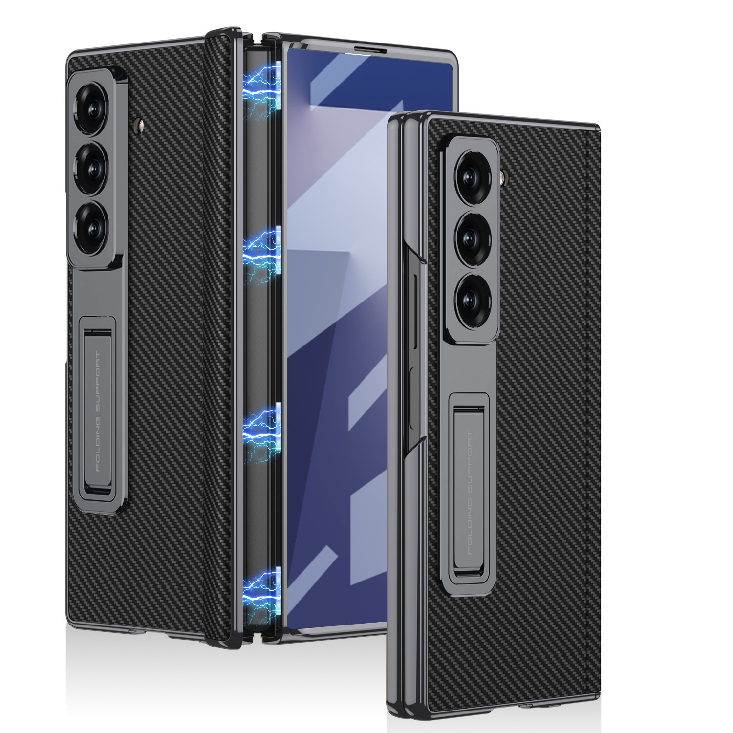 Compatible with Samsung ZFold7/6 phone case, vegan leather, electroplated stand, magnetic hinge, full-coverage drop-proof protective case.