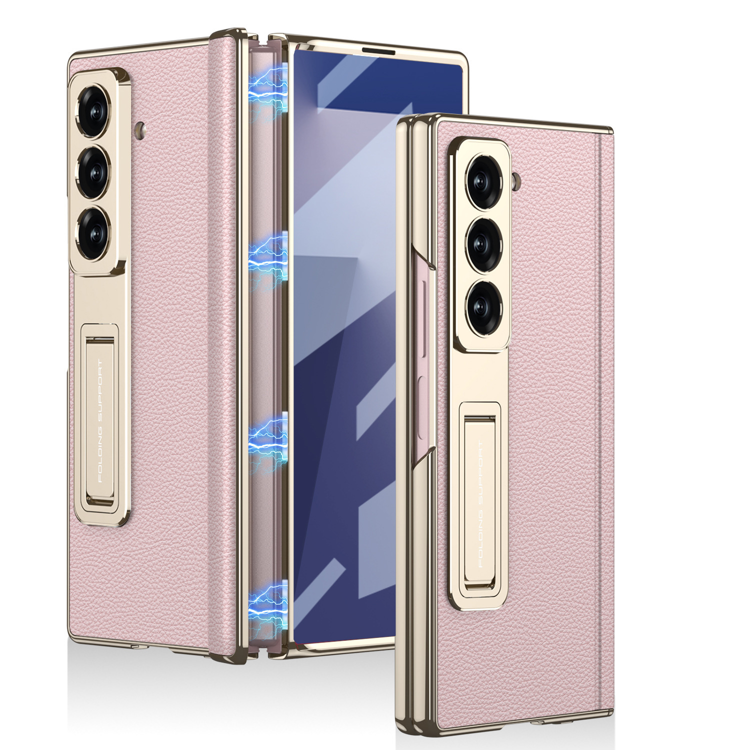 Compatible with Samsung ZFold7/6 phone case, vegan leather, electroplated stand, magnetic hinge, full-coverage drop-proof protective case.