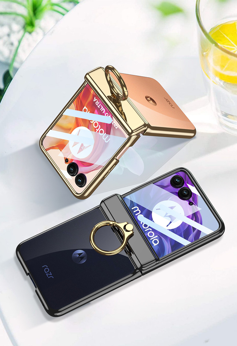Compatible with MOTO Razr 70 phone case 60/50 Ultra transparent electroplated hinge ring case film full coverage drop protection